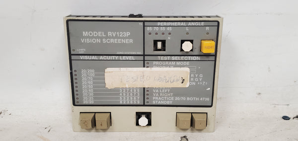 Juno Systems Control Panel for RV123P Vision Screener Missing Buttons