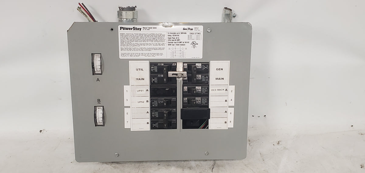 GenTran PowerStay 301660 Manual Transfer Switch + 7 Circuit Breakers