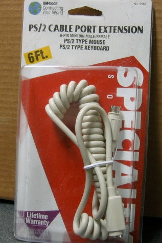 Wood's PS/2 Cable Port Extension Mouse/Keyboard 5987 NEW