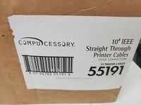 NEW Lot of 12 Compucessory 55191 10' IEEE Straight Through Printer Cables