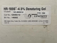 Genomyx HR-1000 -4.5% Denaturing Gel 12-Pack New in Box GX403-12
