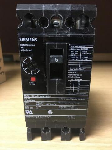 Siemens ED63A005 Circuit Breaker 600V