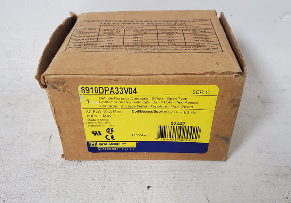 Square D 8910DPA33V04 Definite Purpose 3 Pole Contactor 600V 277V 60Hz