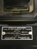 I-T-E Circuit Breaker Co. EL-5913 Type ET 225 Amp J Frame 125 AMP ITE