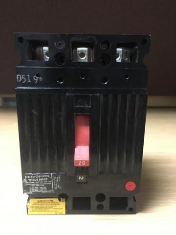 General Electric THED136020 Circuit Breaker 20 Amp 600 VAC 3 Pole