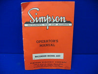 Simpson Electric Company Recorder Model 603 Operator's Manual 603 5-111486
