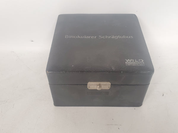Vintage Wild Heerbrugg Binokularer Schrägtubus Microscope Case
