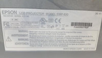 Epson EMP-830 LCD Multimedia Projector 1844 Lamp Hours with Pixel Issue