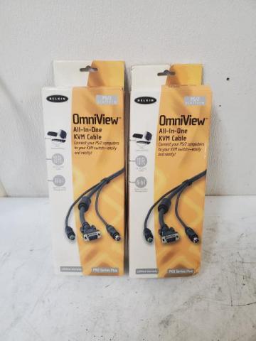 NEW Lot of 2 Belkin OmniView Pro F3X1105-10 10' All-In-One KVM PS/2 VGA Cable