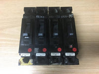 General Electric TEB111020 Circuit Breaker 20 Amp 120 VAC 1 Pole LOT OF 4