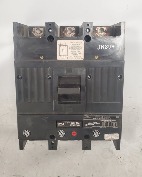 GE General Electric TJJ436225 225A 600 VAC 3 Pole Circuit Breaker