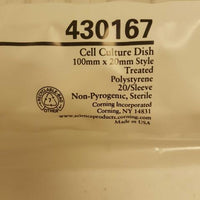 NEW Sleeve of 20 Corning 430167 Cell Culture Dish