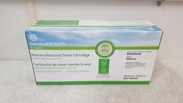 NEW Staples Sustainable Earth SEB36AR 36A Remanufactured Black Toner Cartridge