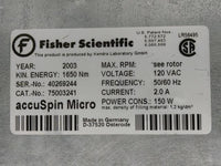 Fisher Scientific accuSpin Micro Centrifuge For Parts or Repair Model 75003241