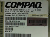 Compaq BD0366459B 36.4GB 3.5" 10K RPM SCSI Hard Drive w/ Caddy PN 233806-003